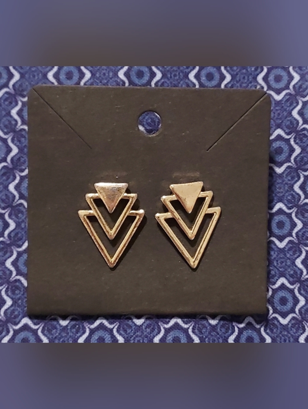 Gold Geometric Triple Triangle Stud Earrings - Women Jewelry